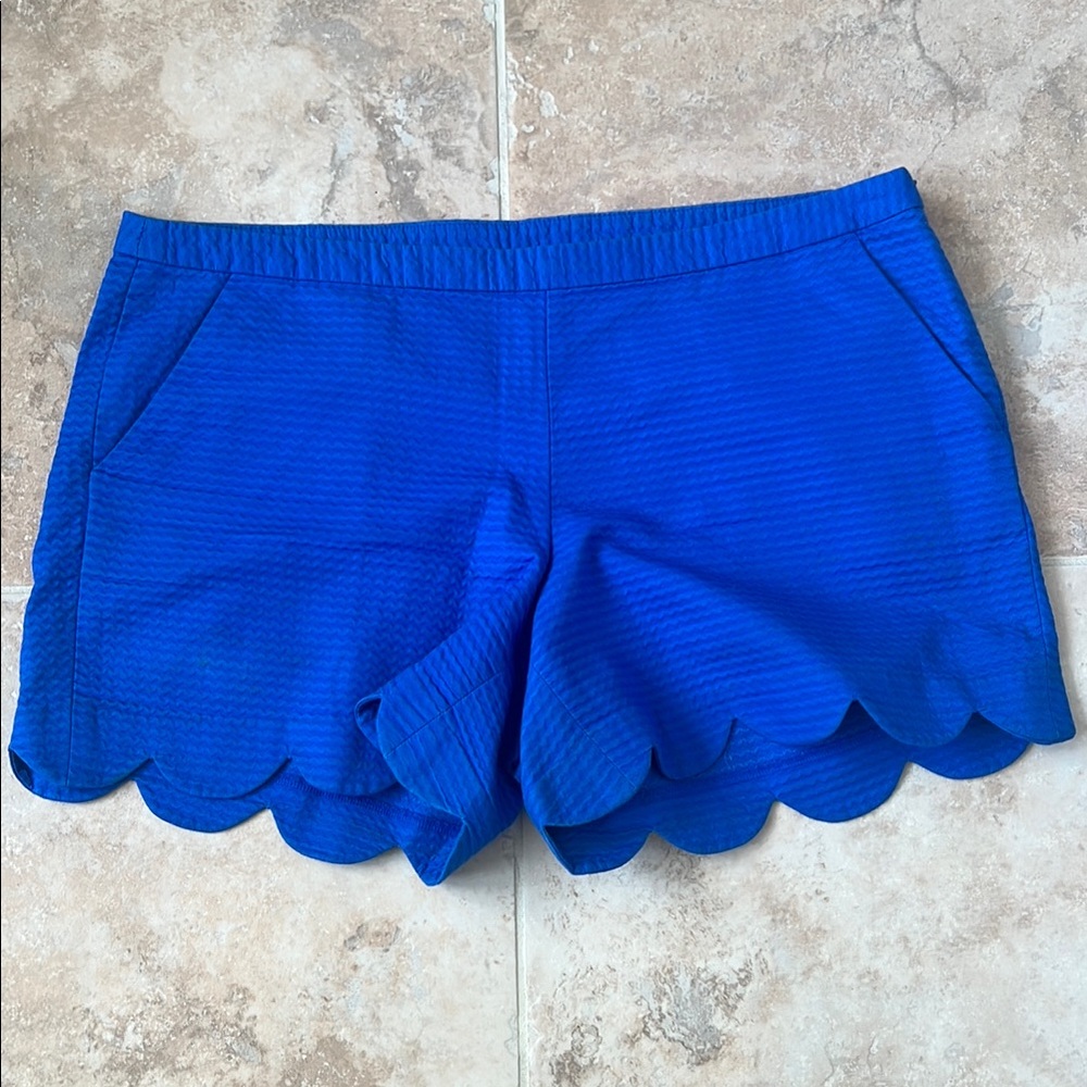 Lilly Pulitzer Royal Blue Scalloped High Waist Shorts